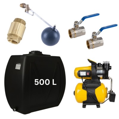 Сет „Питейна вода 500L“ с цистерна за вода Narrow Mavil (черна) и хидрофор HydroMoby - Хидрофорни системи